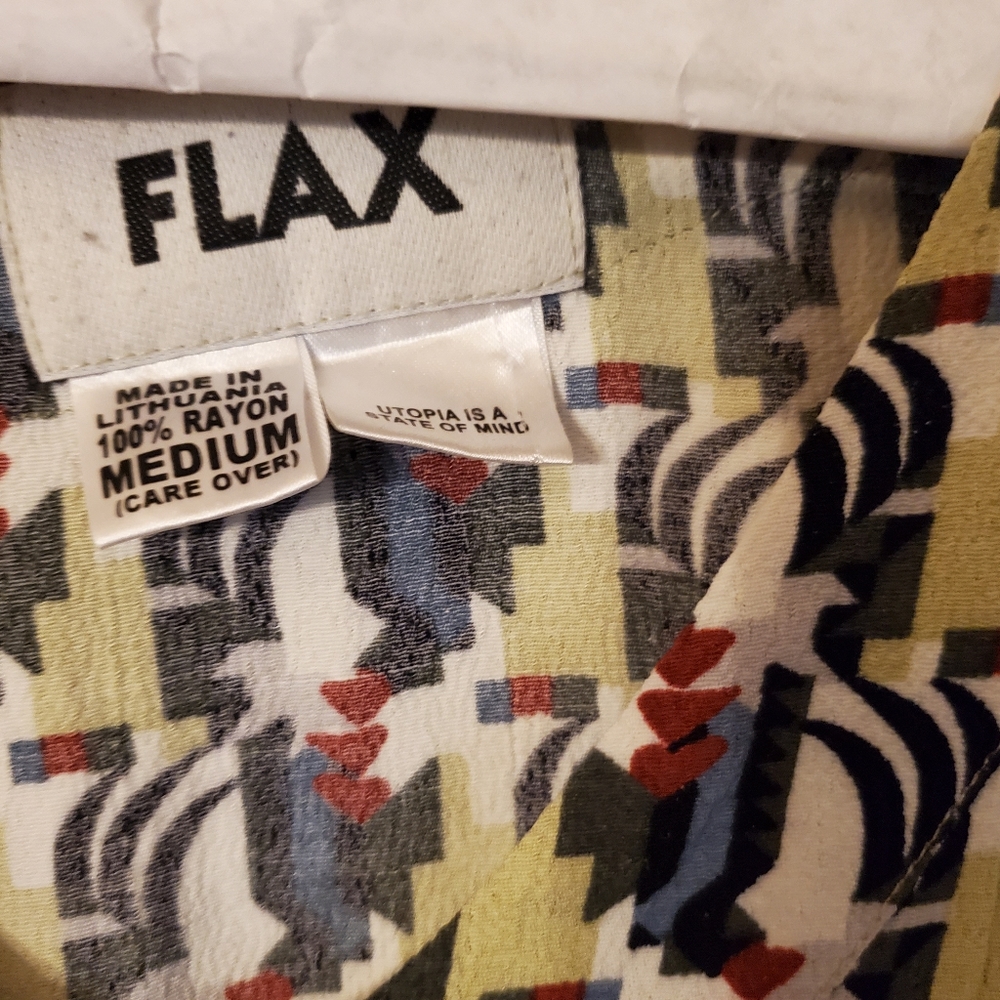 FLAX Think Tropics rayon dress M